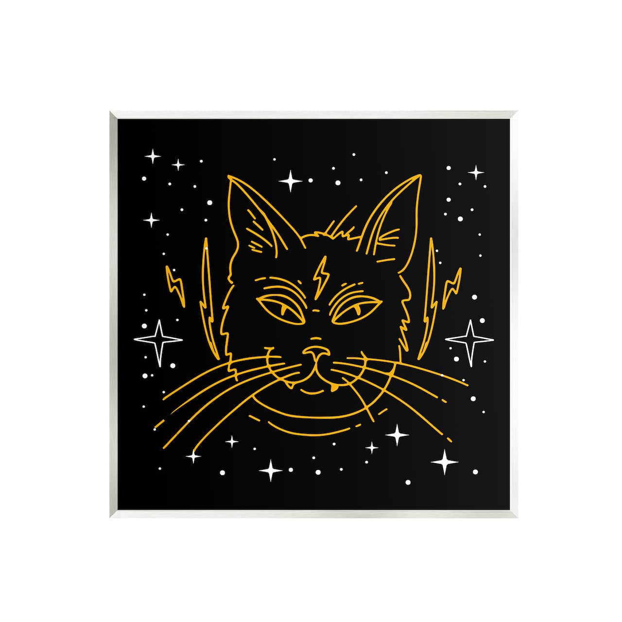 Stupell Industries Starry Cat Lightning Bolt Wall Plaque Art